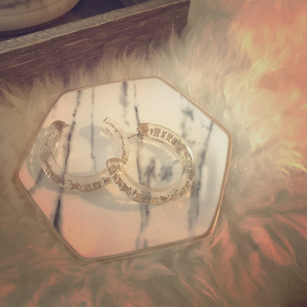 Louis Vuitton earrings, hoops with gold logo